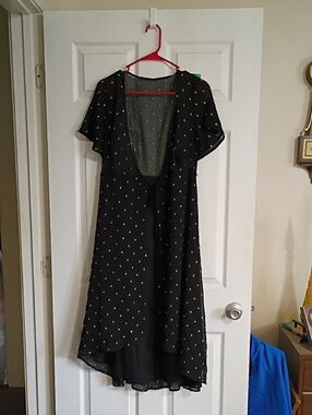 Forever 21.  Black Polka Dot Midi Dress with Tie Front